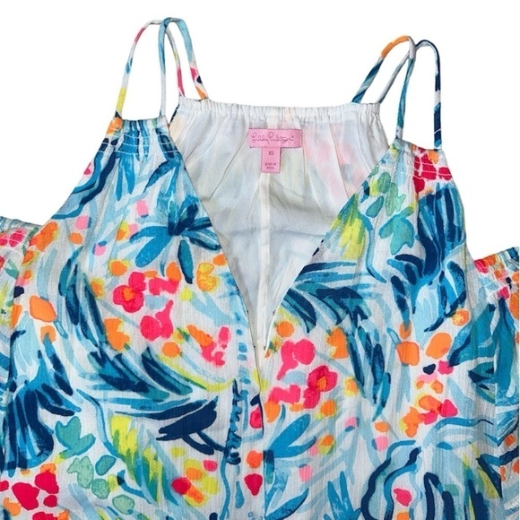 Lilly Pulitzer Bellamie Open Cold Shoulder Serene Blue Tippy Top Swing Dress XS - Picture 10 of 15